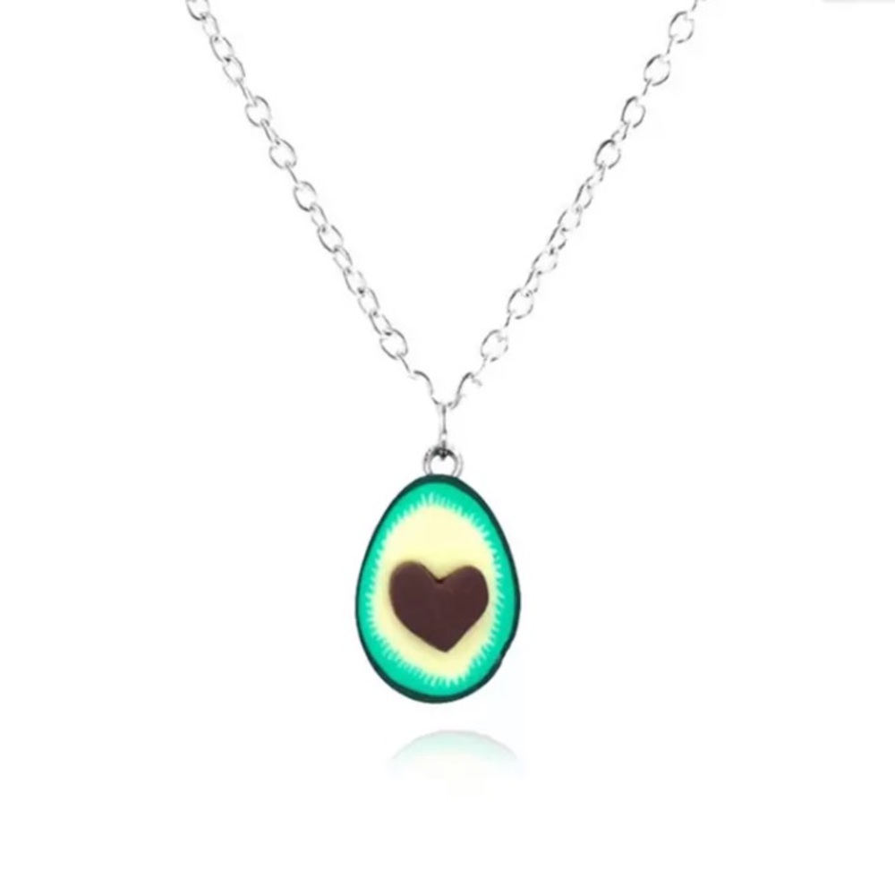 Silver Avocado Heart Necklace